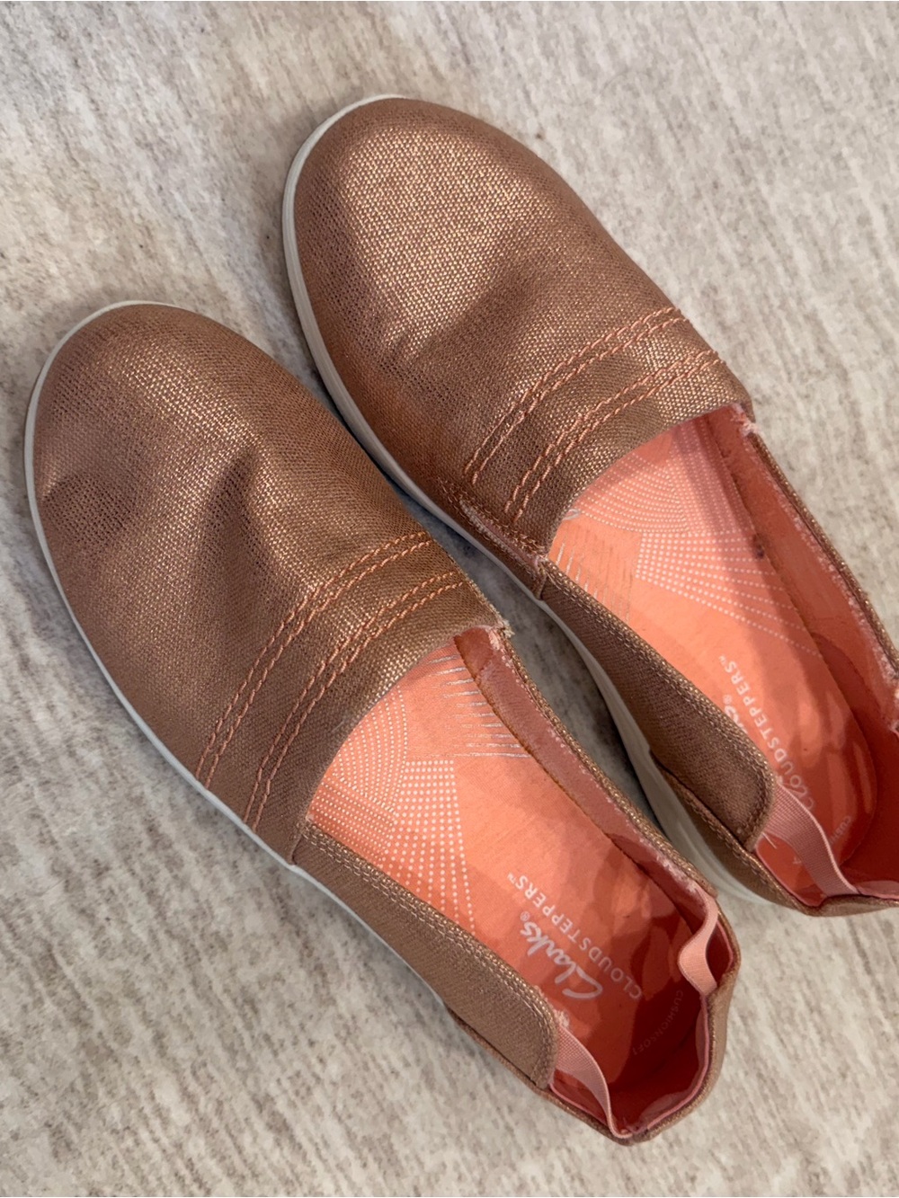 Clarks Women’s Slip-On Flats in Metallic Bronze